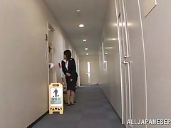 Japanese cunt wants to piss, but doesn`t know where. That babe asks a worker, but this guy doesn`t help her and she pisses outside the building. He follows her and watches her. Then, this guy becomes so horny and begins to play with her wet pussy, recording it at the same time. They go to hide from others when she sucks his cock.